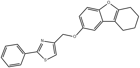 2-phenyl-4-(6,7,8,9-tetrahydrodibenzofuran-2-yloxymethyl)-1,3-thiazole Struktur