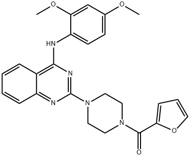 [4-[4-(2,4-dimethoxyanilino)quinazolin-2-yl]piperazin-1-yl]-(furan-2-yl)methanone Struktur