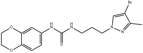 1-[3-(4-bromo-3-methylpyrazol-1-yl)propyl]-3-(2,3-dihydro-1,4-benzodioxin-6-yl)thiourea Struktur