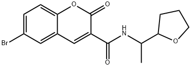 6-bromo-2-oxo-N-[1-(oxolan-2-yl)ethyl]chromene-3-carboxamide Struktur