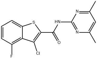 3-chloro-N-(4,6-dimethylpyrimidin-2-yl)-4-fluoro-1-benzothiophene-2-carboxamide Struktur