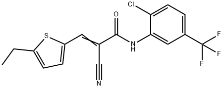 (E)-N-[2-chloro-5-(trifluoromethyl)phenyl]-2-cyano-3-(5-ethylthiophen-2-yl)prop-2-enamide Struktur