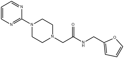 N-(furan-2-ylmethyl)-2-(4-pyrimidin-2-ylpiperazin-1-yl)acetamide Struktur