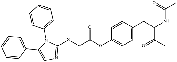 [4-(2-acetamido-3-oxobutyl)phenyl] 2-(1,5-diphenylimidazol-2-yl)sulfanylacetate Struktur