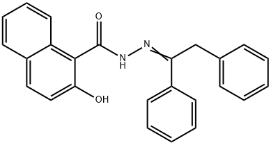 N-[(Z)-1,2-diphenylethylideneamino]-2-hydroxynaphthalene-1-carboxamide Struktur