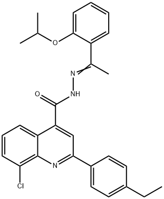 8-chloro-2-(4-ethylphenyl)-N-[(Z)-1-(2-propan-2-yloxyphenyl)ethylideneamino]quinoline-4-carboxamide Struktur