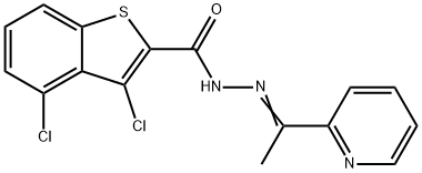 3,4-dichloro-N-[(E)-1-pyridin-2-ylethylideneamino]-1-benzothiophene-2-carboxamide Struktur