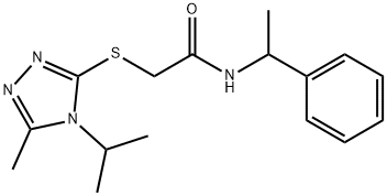 2-[(5-methyl-4-propan-2-yl-1,2,4-triazol-3-yl)sulfanyl]-N-(1-phenylethyl)acetamide Struktur