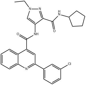 2-(3-chlorophenyl)-N-[3-(cyclopentylcarbamoyl)-1-ethylpyrazol-4-yl]quinoline-4-carboxamide Struktur