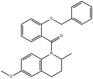 (2-benzylsulfanylphenyl)-(6-methoxy-2-methyl-3,4-dihydro-2H-quinolin-1-yl)methanone Struktur