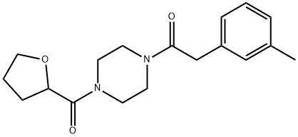 2-(3-methylphenyl)-1-[4-(oxolane-2-carbonyl)piperazin-1-yl]ethanone Struktur