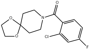 (2-chloro-4-fluorophenyl)-(1,4-dioxa-8-azaspiro[4.5]decan-8-yl)methanone Struktur