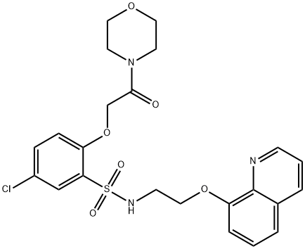 5-chloro-2-(2-morpholin-4-yl-2-oxoethoxy)-N-(2-quinolin-8-yloxyethyl)benzenesulfonamide Struktur