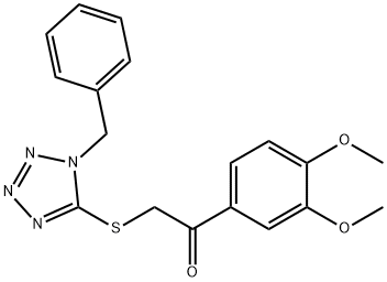 2-(1-benzyltetrazol-5-yl)sulfanyl-1-(3,4-dimethoxyphenyl)ethanone Struktur