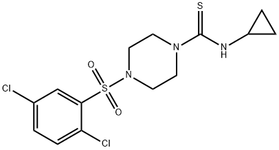 N-cyclopropyl-4-(2,5-dichlorophenyl)sulfonylpiperazine-1-carbothioamide Struktur