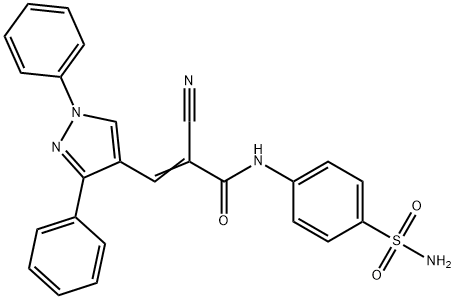 (E)-2-cyano-3-(1,3-diphenylpyrazol-4-yl)-N-(4-sulfamoylphenyl)prop-2-enamide Struktur