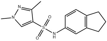 N-(2,3-dihydro-1H-inden-5-yl)-1,3-dimethylpyrazole-4-sulfonamide Struktur