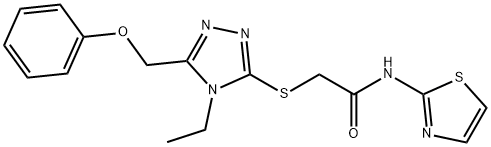 2-[[4-ethyl-5-(phenoxymethyl)-1,2,4-triazol-3-yl]sulfanyl]-N-(1,3-thiazol-2-yl)acetamide Struktur