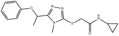 N-cyclopropyl-2-[[4-methyl-5-(1-phenoxyethyl)-1,2,4-triazol-3-yl]sulfanyl]acetamide Struktur