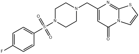 7-[[4-(4-fluorophenyl)sulfonylpiperazin-1-yl]methyl]-[1,3]thiazolo[3,2-a]pyrimidin-5-one Struktur