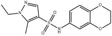 N-(2,3-dihydro-1,4-benzodioxin-6-yl)-1-ethyl-5-methylpyrazole-4-sulfonamide Struktur