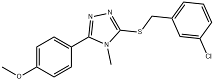 3-[(3-chlorophenyl)methylsulfanyl]-5-(4-methoxyphenyl)-4-methyl-1,2,4-triazole Struktur