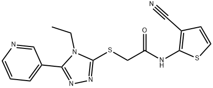 N-(3-cyanothiophen-2-yl)-2-[(4-ethyl-5-pyridin-3-yl-1,2,4-triazol-3-yl)sulfanyl]acetamide Struktur