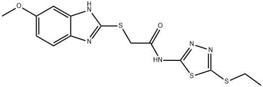 N-(5-ethylsulfanyl-1,3,4-thiadiazol-2-yl)-2-[(6-methoxy-1H-benzimidazol-2-yl)sulfanyl]acetamide Struktur