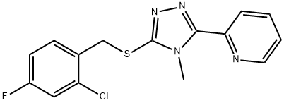 2-[5-[(2-chloro-4-fluorophenyl)methylsulfanyl]-4-methyl-1,2,4-triazol-3-yl]pyridine Struktur