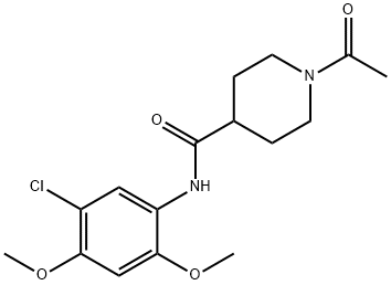 1-acetyl-N-(5-chloro-2,4-dimethoxyphenyl)piperidine-4-carboxamide Struktur