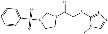 1-[3-(benzenesulfonyl)imidazolidin-1-yl]-2-[(4-methyl-1,2,4-triazol-3-yl)sulfanyl]ethanone Struktur