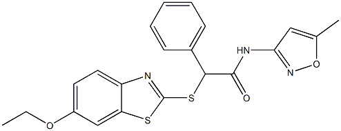 2-[(6-ethoxy-1,3-benzothiazol-2-yl)sulfanyl]-N-(5-methyl-1,2-oxazol-3-yl)-2-phenylacetamide Struktur