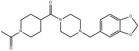 1-[4-[4-(1,3-benzodioxol-5-ylmethyl)piperazine-1-carbonyl]piperidin-1-yl]ethanone Struktur