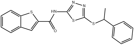 N-[5-(1-phenylethylsulfanyl)-1,3,4-thiadiazol-2-yl]-1-benzothiophene-2-carboxamide Struktur