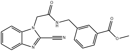 methyl 3-[[[2-(2-cyanobenzimidazol-1-yl)acetyl]amino]methyl]benzoate Struktur