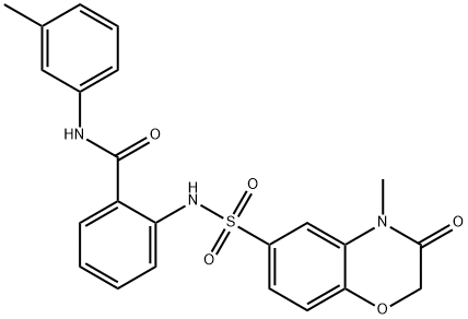 2-[(4-methyl-3-oxo-1,4-benzoxazin-6-yl)sulfonylamino]-N-(3-methylphenyl)benzamide Struktur