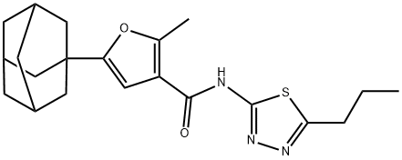 5-(1-adamantyl)-2-methyl-N-(5-propyl-1,3,4-thiadiazol-2-yl)furan-3-carboxamide Struktur