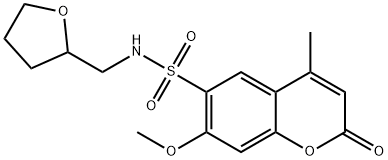 7-methoxy-4-methyl-2-oxo-N-(oxolan-2-ylmethyl)chromene-6-sulfonamide Struktur