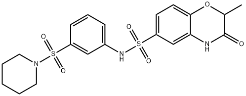 2-methyl-3-oxo-N-(3-piperidin-1-ylsulfonylphenyl)-4H-1,4-benzoxazine-6-sulfonamide Struktur