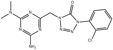 1-[[4-amino-6-(dimethylamino)-1,3,5-triazin-2-yl]methyl]-4-(2-chlorophenyl)tetrazol-5-one Struktur