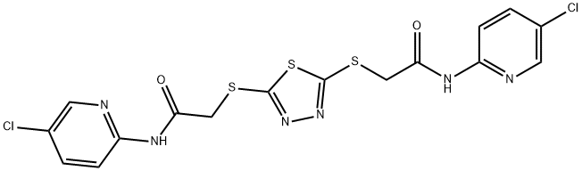 N-(5-chloropyridin-2-yl)-2-[[5-[2-[(5-chloropyridin-2-yl)amino]-2-oxoethyl]sulfanyl-1,3,4-thiadiazol-2-yl]sulfanyl]acetamide Struktur