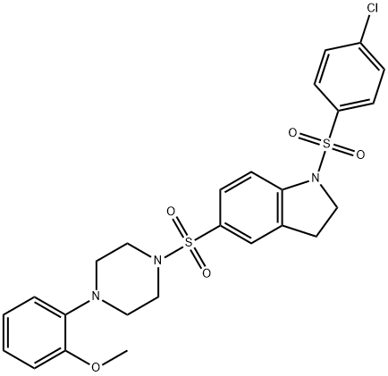 1-(4-chlorophenyl)sulfonyl-5-[4-(2-methoxyphenyl)piperazin-1-yl]sulfonyl-2,3-dihydroindole Struktur