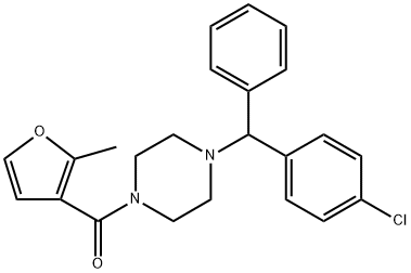 [4-[(4-chlorophenyl)-phenylmethyl]piperazin-1-yl]-(2-methylfuran-3-yl)methanone Struktur