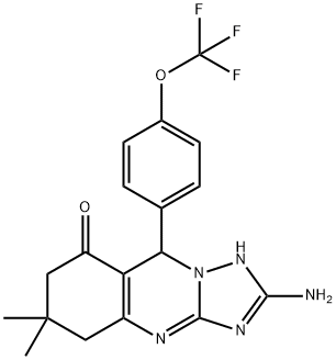 2-amino-6,6-dimethyl-9-[4-(trifluoromethoxy)phenyl]-1,5,7,9-tetrahydro-[1,2,4]triazolo[5,1-b]quinazolin-8-one Struktur