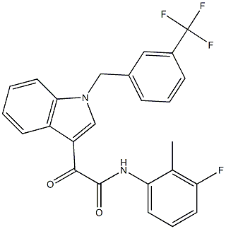 N-(3-fluoro-2-methylphenyl)-2-oxo-2-[1-[[3-(trifluoromethyl)phenyl]methyl]indol-3-yl]acetamide Struktur