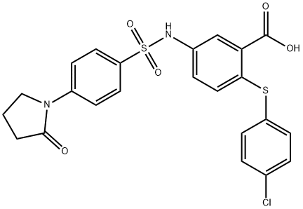 2-(4-chlorophenyl)sulfanyl-5-[[4-(2-oxopyrrolidin-1-yl)phenyl]sulfonylamino]benzoic acid Struktur