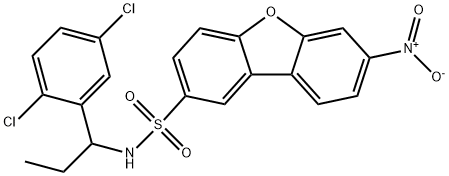 N-[1-(2,5-dichlorophenyl)propyl]-7-nitrodibenzofuran-2-sulfonamide Struktur