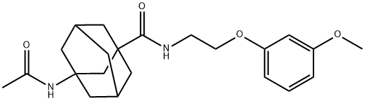 3-acetamido-N-[2-(3-methoxyphenoxy)ethyl]adamantane-1-carboxamide Struktur