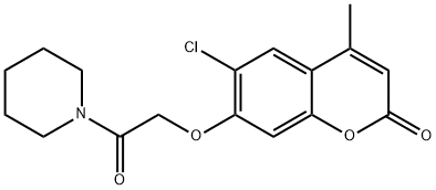 6-chloro-4-methyl-7-(2-oxo-2-piperidin-1-ylethoxy)chromen-2-one Struktur