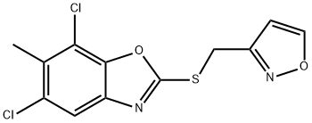 5,7-dichloro-6-methyl-2-(1,2-oxazol-3-ylmethylsulfanyl)-1,3-benzoxazole Struktur